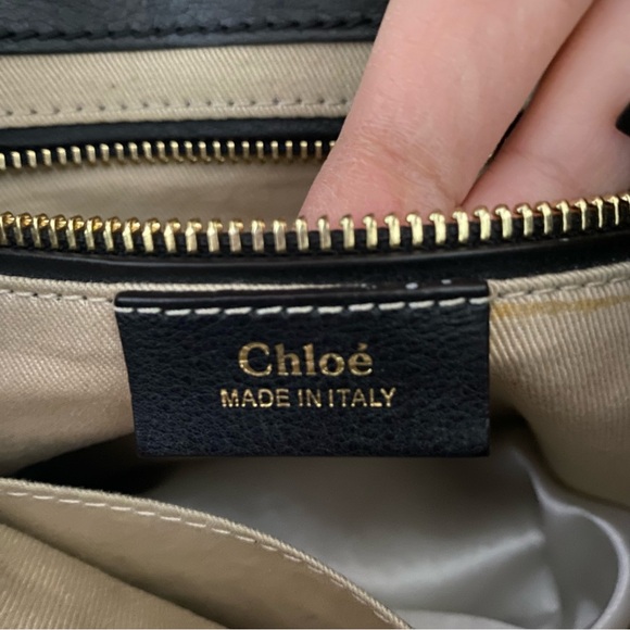 Chloe Faye Black Leather Backpack Shoulder Bag with Gold Tone Hardware - Picture 8 of 9